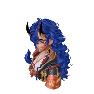 Rotating 3D model generated from the third original character illustration